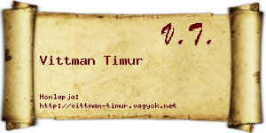 Vittman Timur névjegykártya